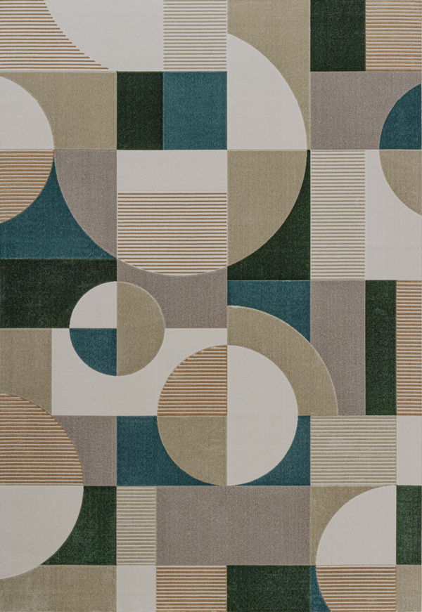 Manila Blau - Grün [Waschbarer Teppich]